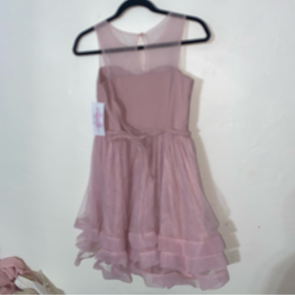 NWT Bonnie Jean Sparkly Dress Mesh Top Sleeveless Horsehair Ruffle Bottom 14 - Picture 4 of 13